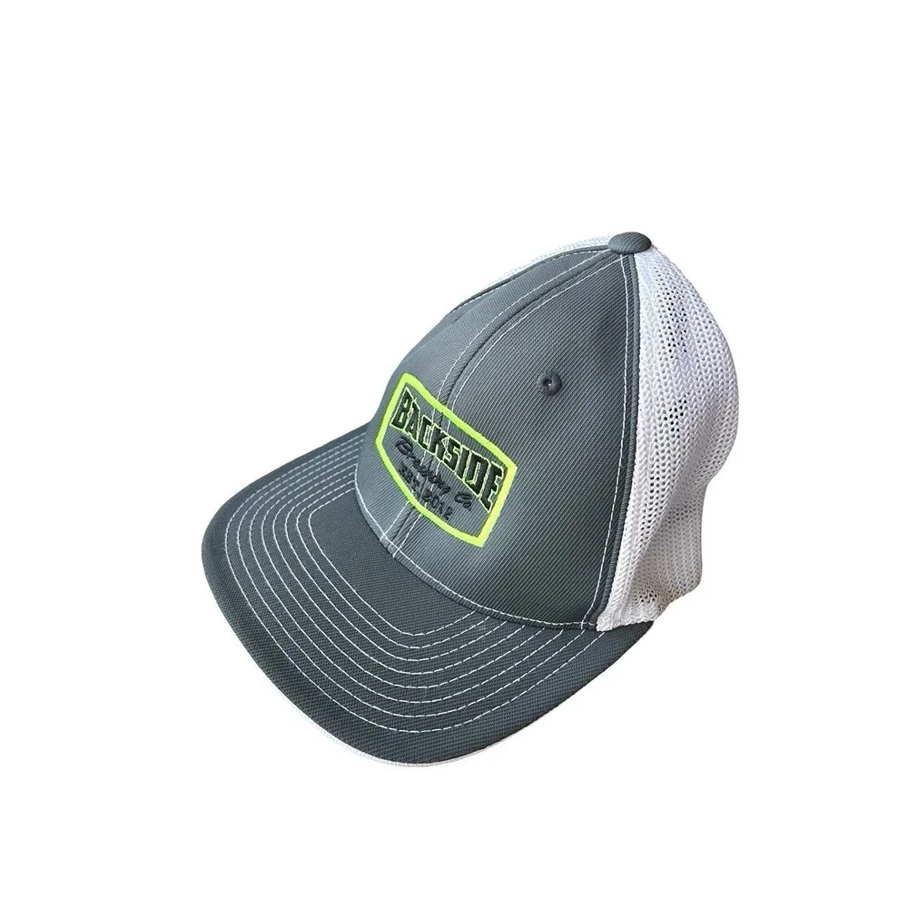 Backside Supply Co Flexfit Trucker Hat Gray White Mesh L/XL Pacific Headwear